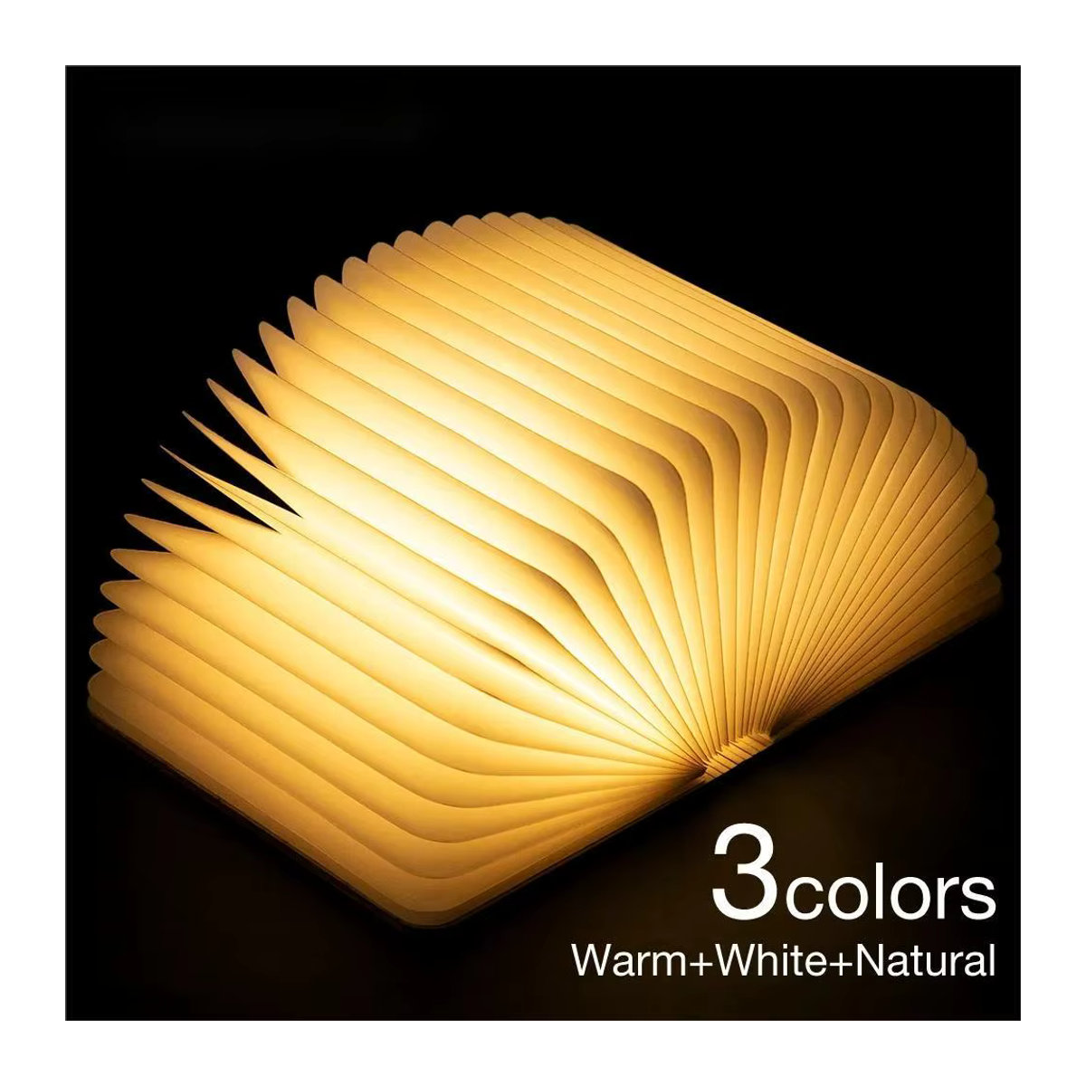 Zoeydam LED Holz Buchlampe Natur als minimalistische Nachttischlampe mit - Bild 2