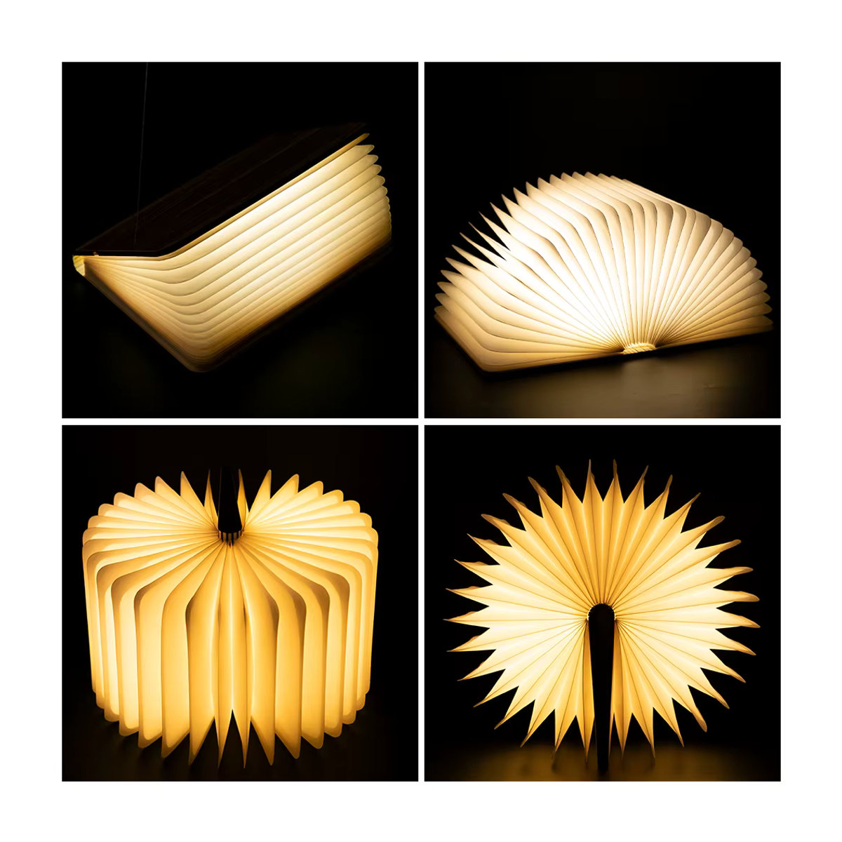 Zoeydam LED Holz Buchlampe Natur als minimalistische Nachttischlampe mit - Bild 4