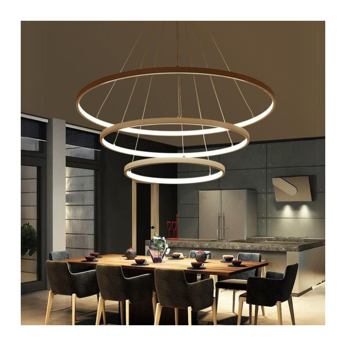 ZOLTA LED-Kronleuchter mit 3 Ringen in Goldfarben, 76W, neutrales Licht, verstellbar - Bild 3
