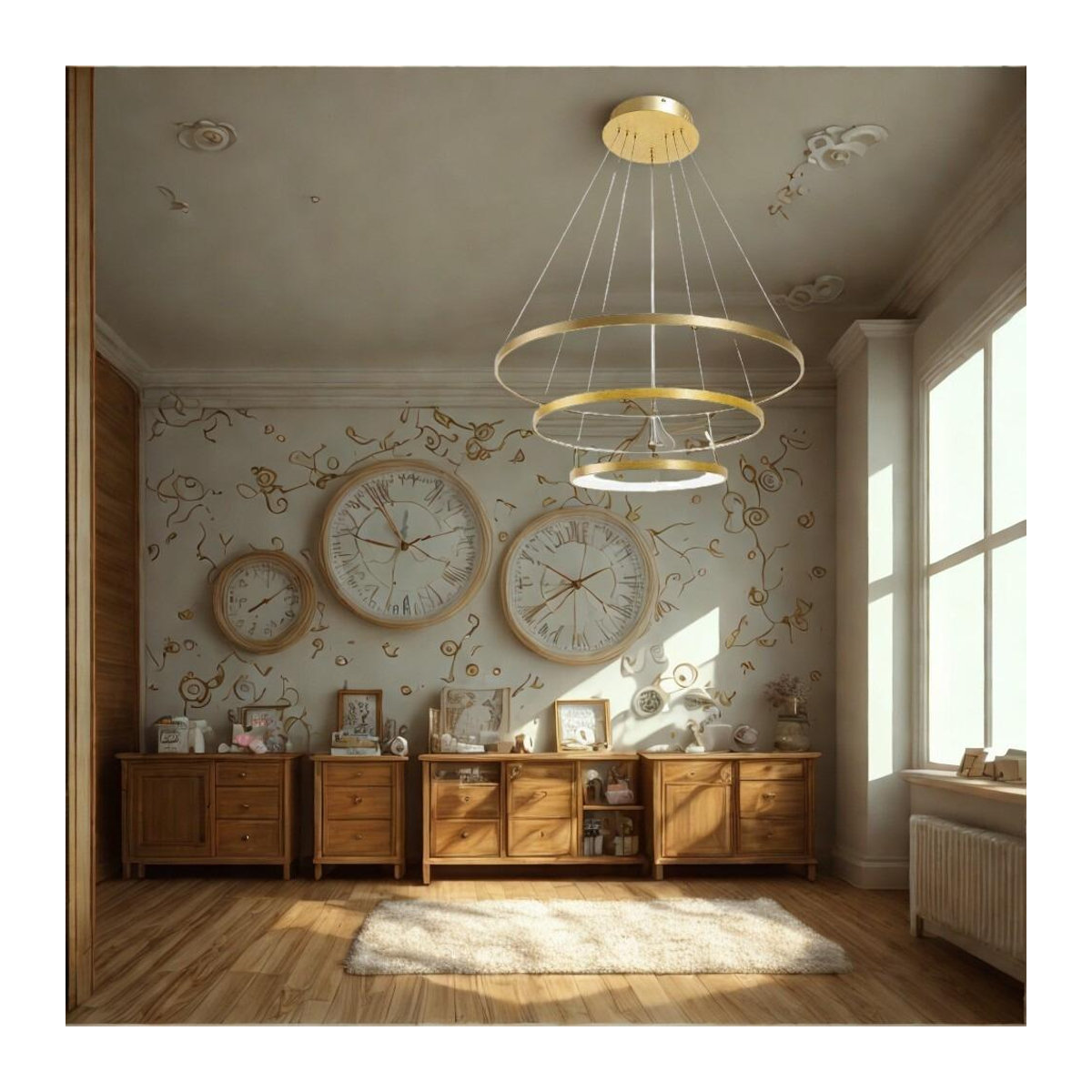 ZOLTA LED-Kronleuchter mit 3 Ringen in Goldfarben, 76W, neutrales Licht, verstellbar - Bild 4