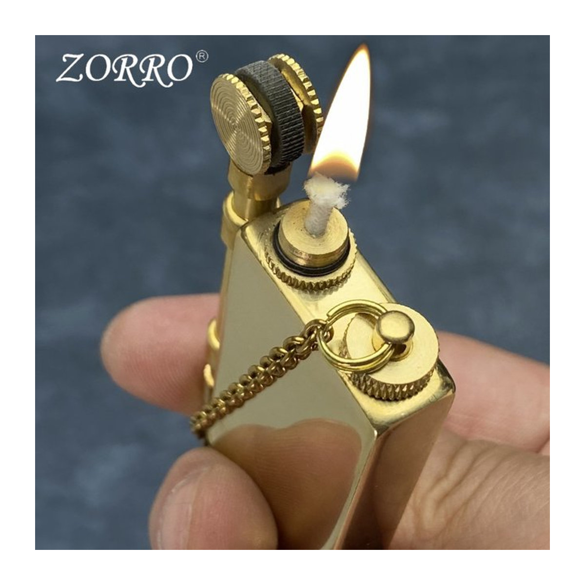 Zoro 765 Kupfer-Lichtplatte im Retro-Feuerzeug-Design aus Metall in Gold - Bild 1