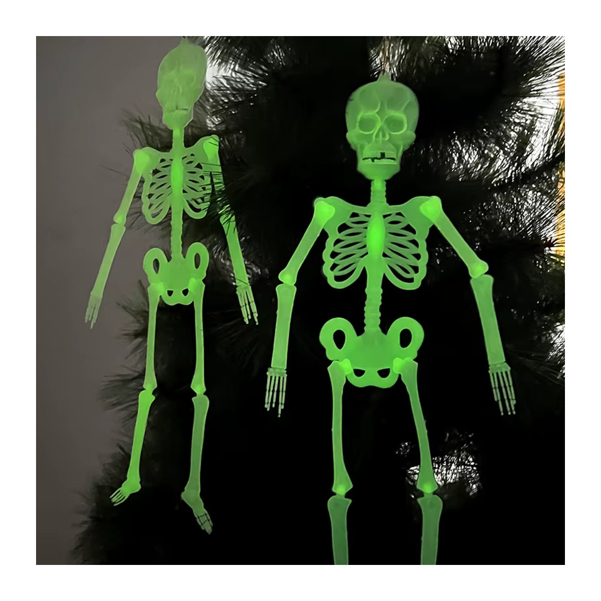 ZQCXLD Halloween Leuchtendes Hängendes Skelett in Weiß als bewegliches Totenkopf-Ornament für Garten und Outdoor-Dekoration - Bild 2