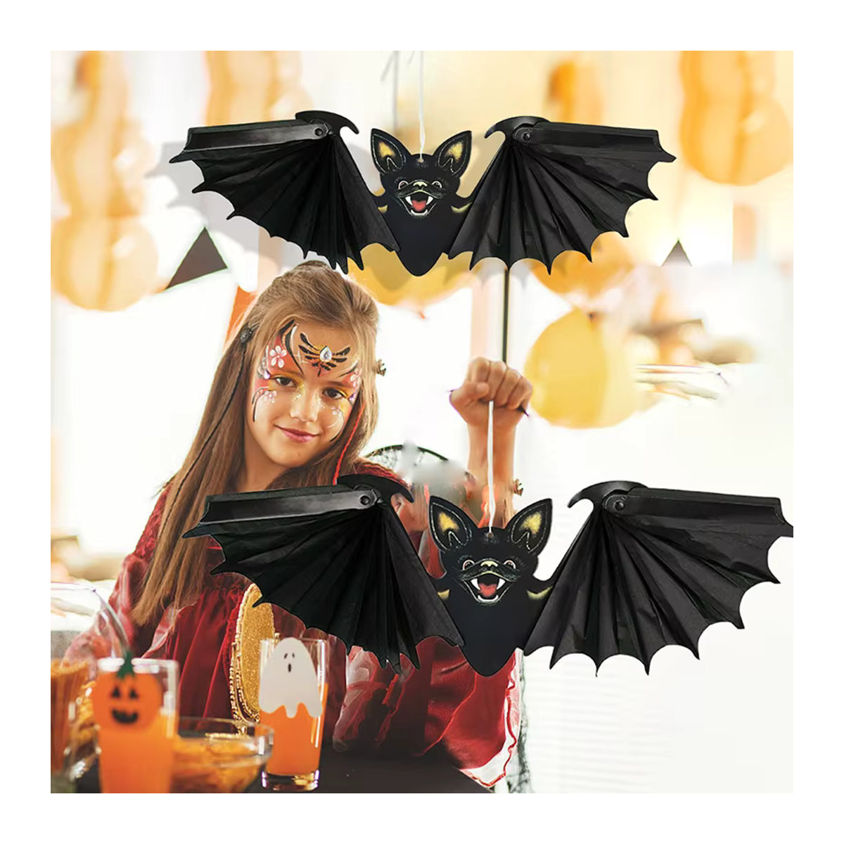 ZQCXLD Halloween Papier Fledermaus Anhänger Schwarz als hängende Dekoration für Party und Spukhaus - Bild 3