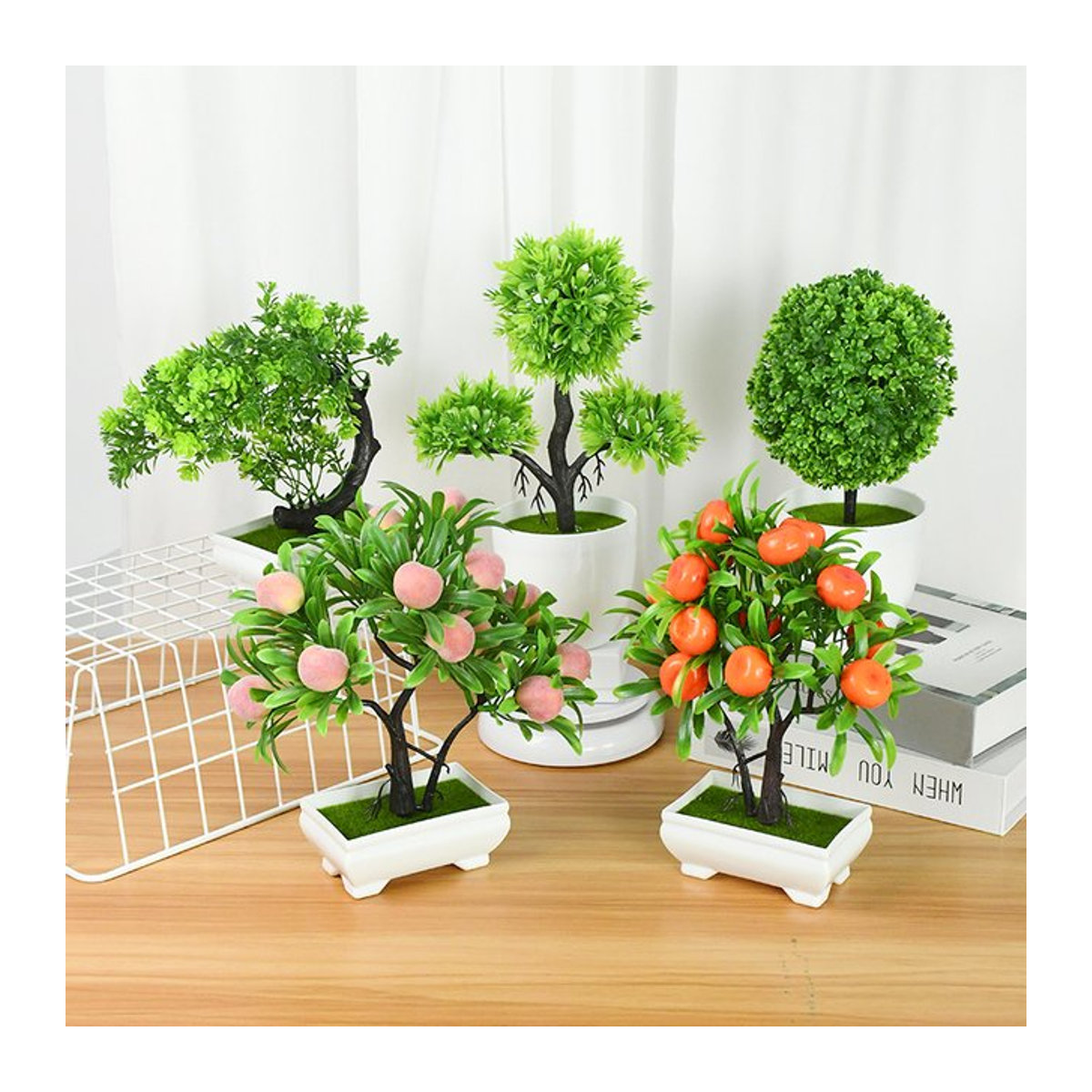 ZQCXLD Künstlicher Bonsai in Topf, Mehrfarbige Kunstpflanze für Tischdekoration und Wohnraum - Bild 1