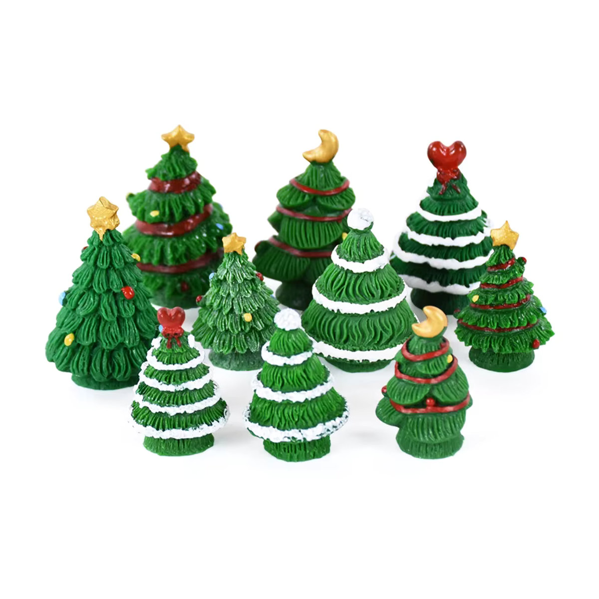 ZQCXLD Mini Weihnachtsbaum aus Kunstharz in Grün als Deko-Ornament für Puppenhaus und DIY-Handwerk - Bild 5
