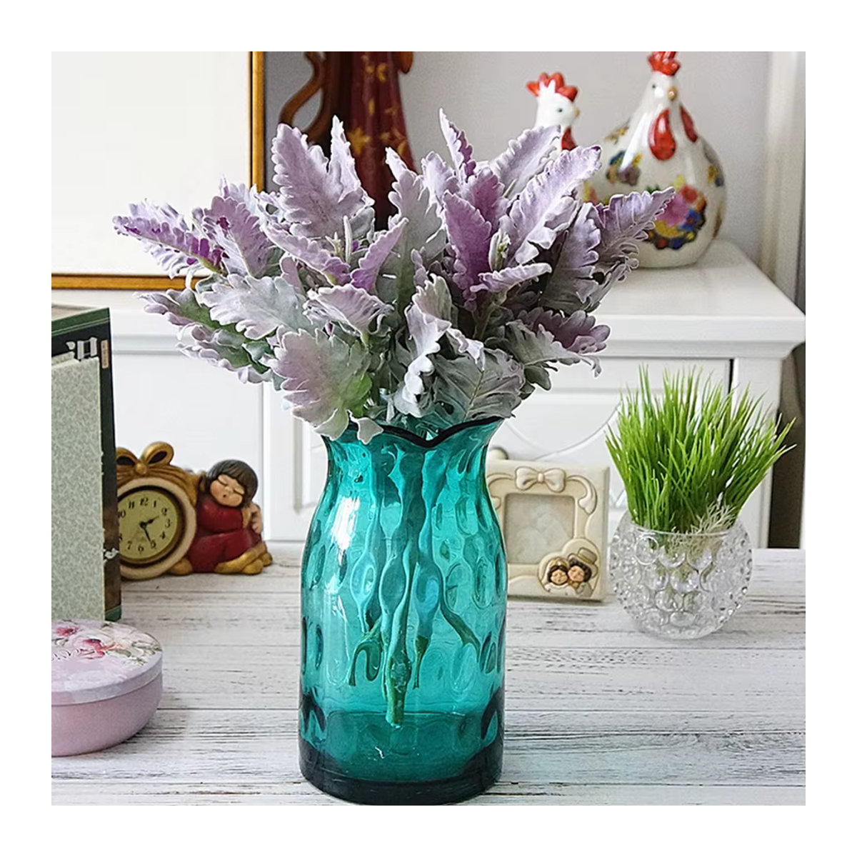 ZQCY Künstliche Blumen Lagomorpha aus Seidenblatt in Grün und Purple als Tischdekoration für Hochzeit und Festival - Bild 3