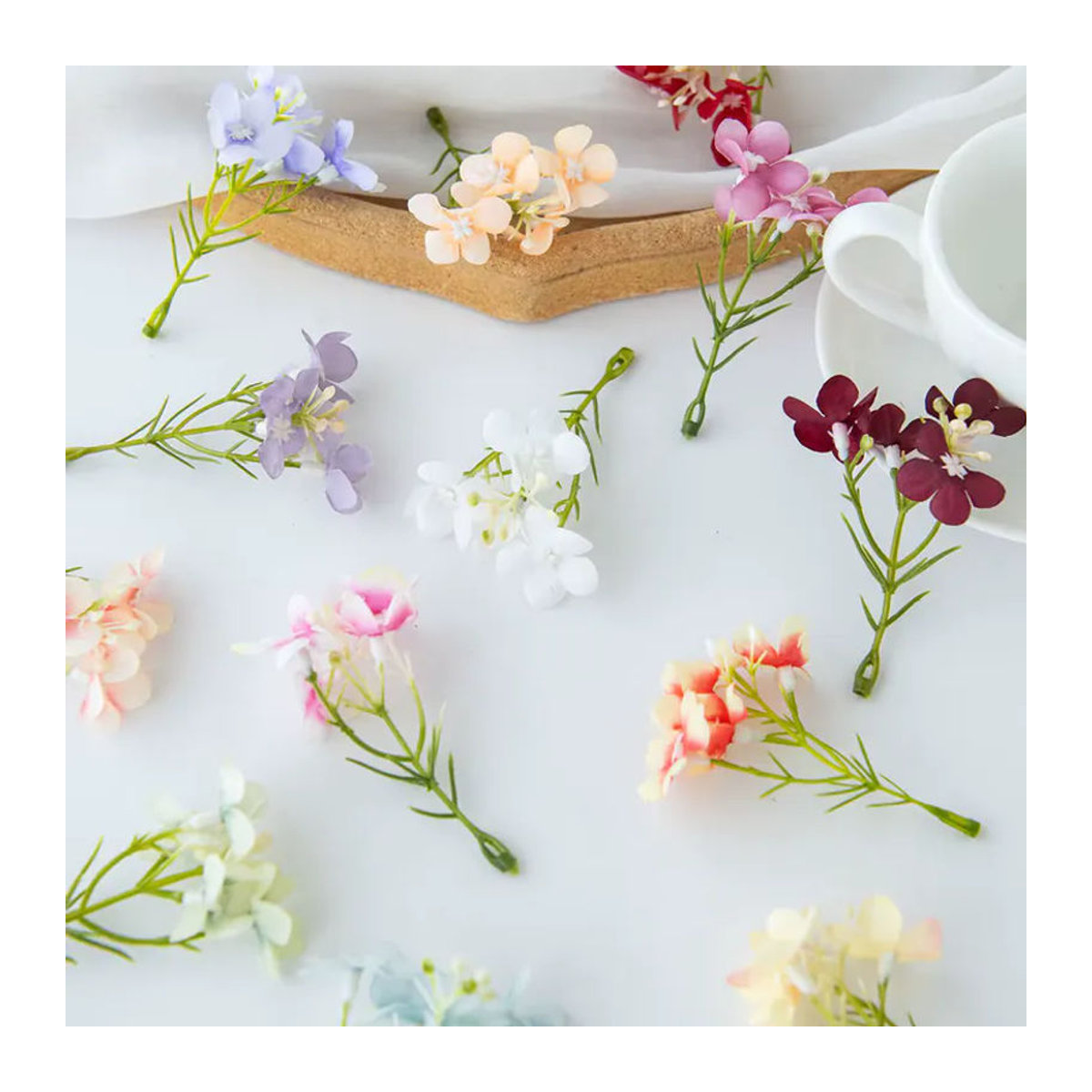 ZQCY Künstliche Mini-Pflaumenblüten aus Textil in Mehrfarbig für DIY-Geschenkboxen, Haarspangen und Hochzeitsdekoration - Bild 2