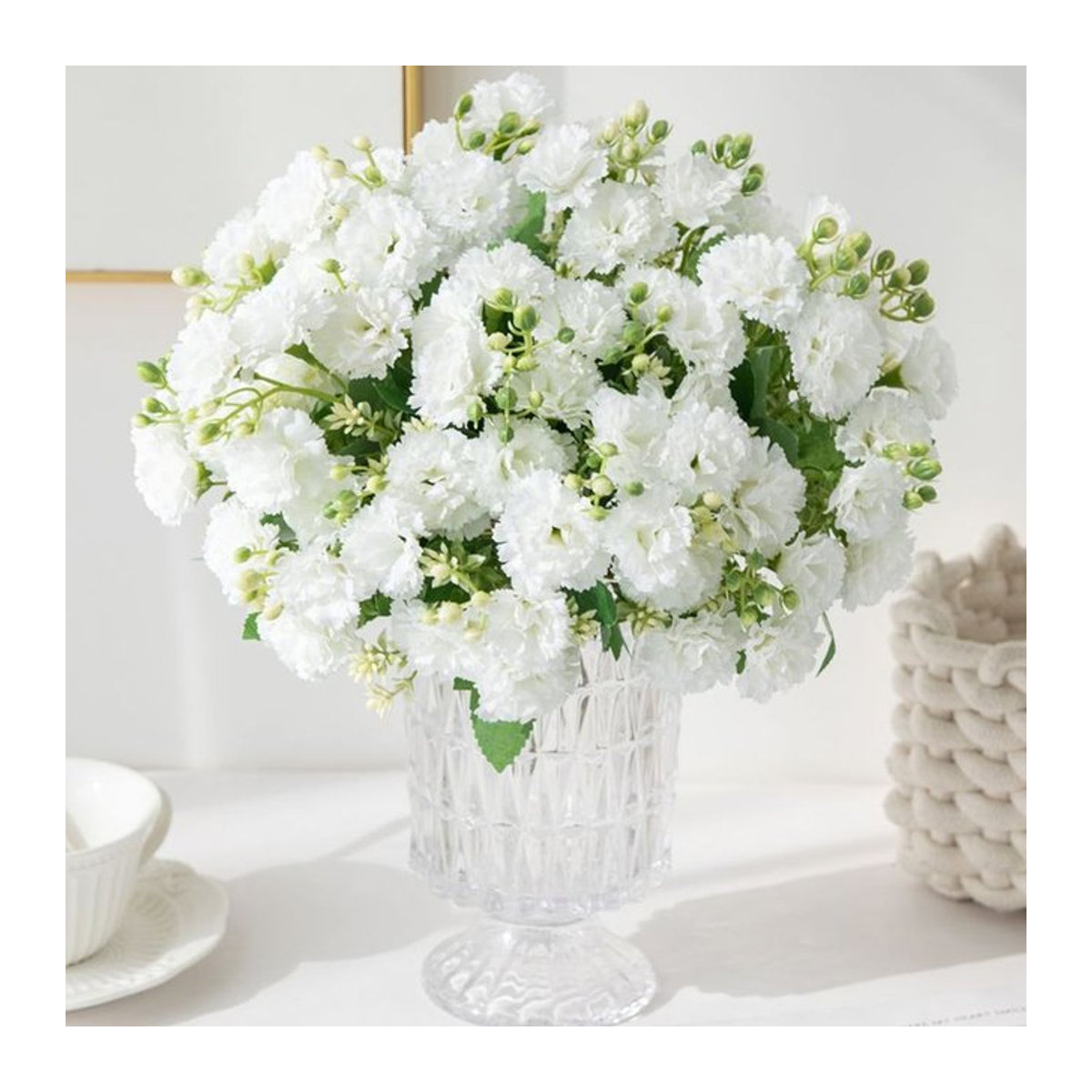 ZQCY Künstliche Nelken aus Seide als Blumenbouquet in Rosa und Weiß für Hochzeit und Dekoration - Bild 1