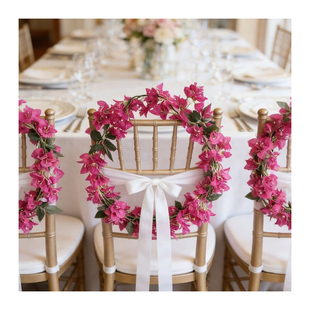 ZQCY Künstliche Pflaumenranke in Dreiecksform als floraler Hochzeitskranz und Wandbehang in Beige und Rosa - Bild 1