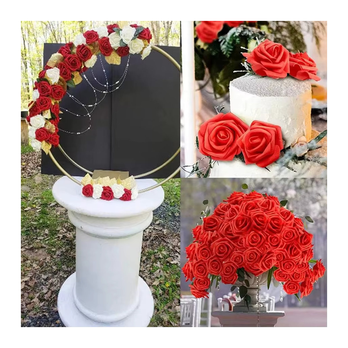 ZQCY Künstliche Rosen aus PE-Schaum in Milchweiß für Hochzeit und Dekoration, 50 Stück - Bild 2