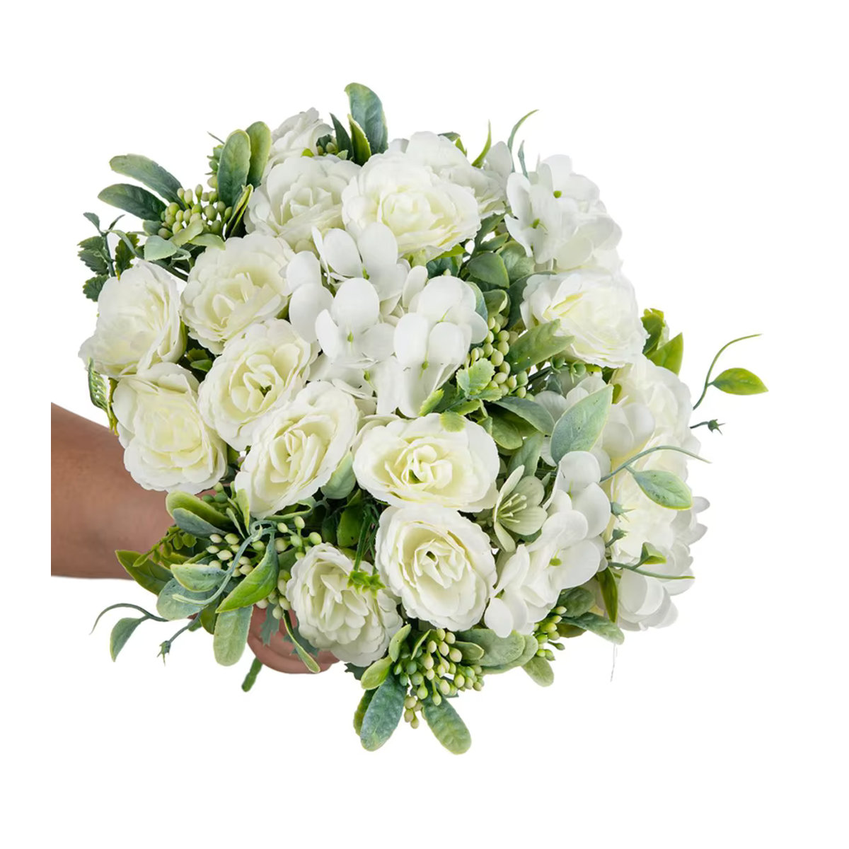ZQCY Künstlicher Blumenstrauß aus Seide mit Rosen und Hortensien in Gelb für Hochzeit und Dekoration - Bild 2