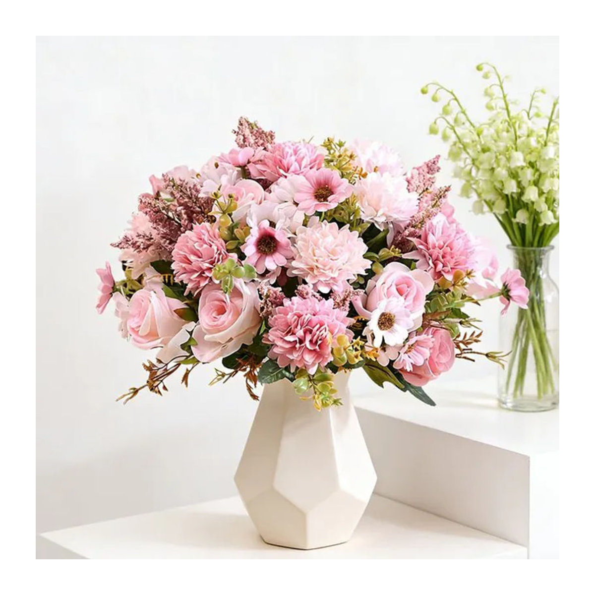 ZQCY Künstlicher Rosenkranz in Rosa für Hochzeits- und Tischdekoration - Bild 1