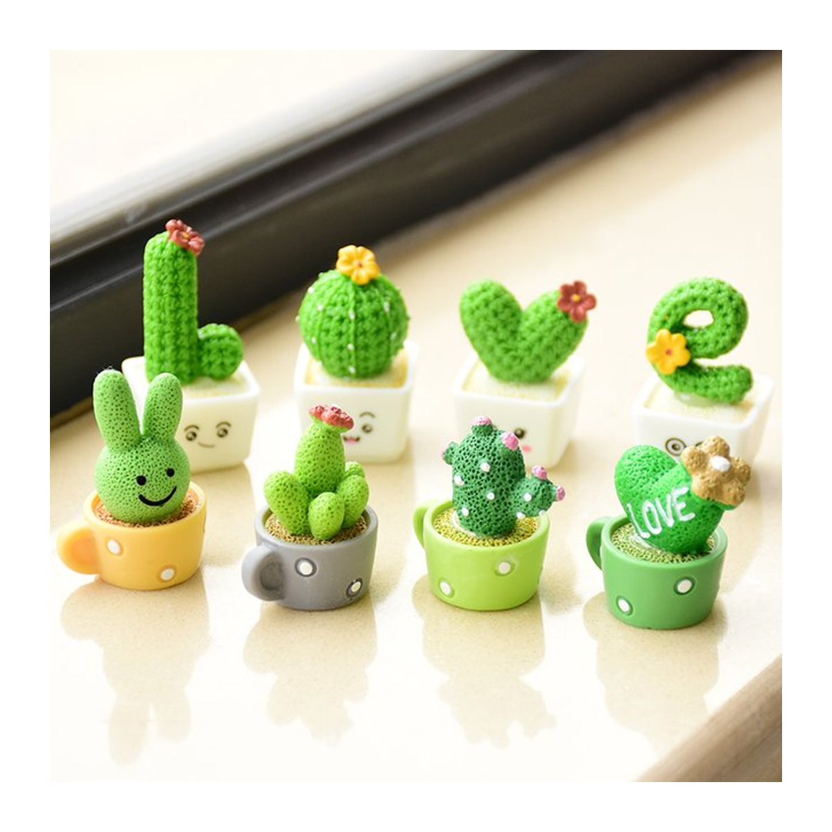 ZQNYCY 4er Set Mini Kaktus Simulation Pflanzen aus Kunstharz in Grün als Desktop Ornament für Micro Garten und Wohnkultur - Bild 1