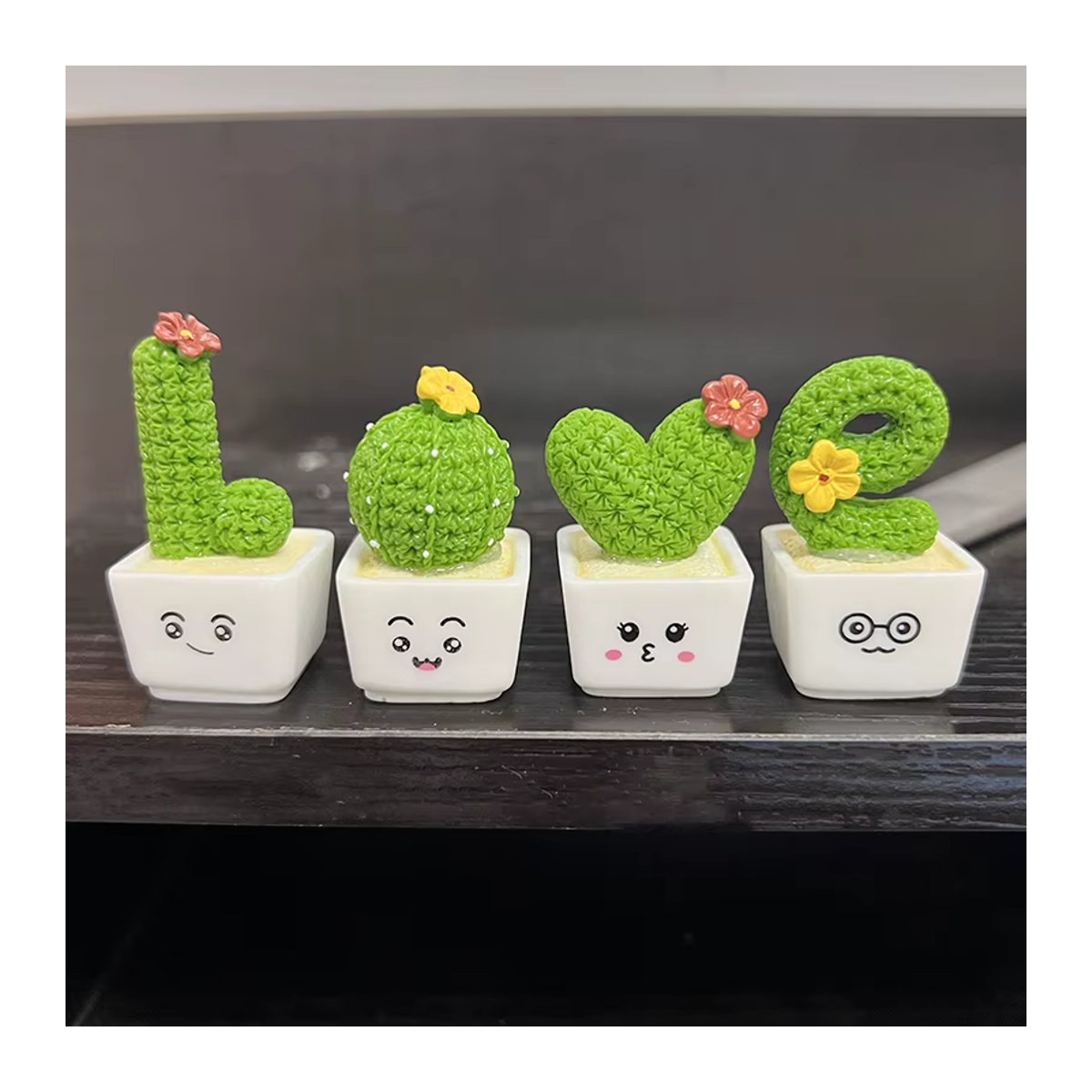 ZQNYCY 4er Set Mini Kaktus Simulation Pflanzen aus Kunstharz in Grün als Desktop Ornament für Micro Garten und Wohnkultur - Bild 2