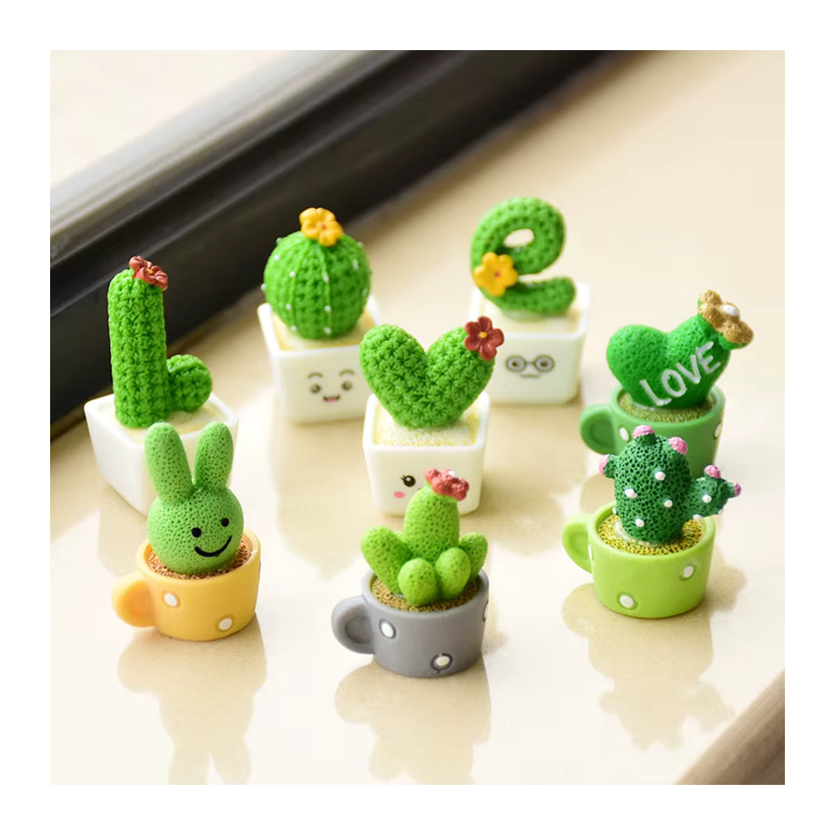 ZQNYCY 4er Set Mini Kaktus Simulation Pflanzen aus Kunstharz in Grün als Desktop Ornament für Micro Garten und Wohnkultur - Bild 3