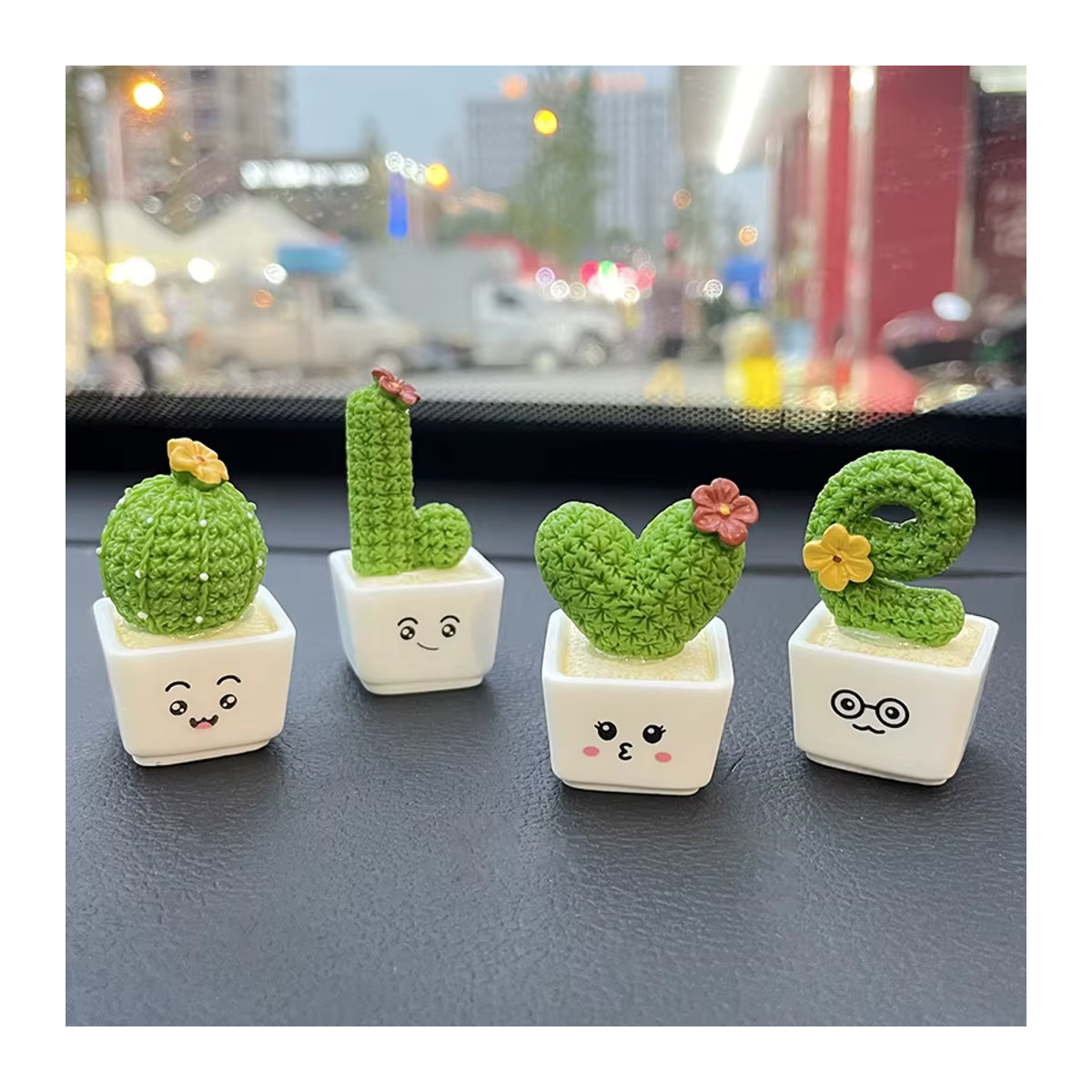 ZQNYCY 4er Set Mini Kaktus Simulation Pflanzen aus Kunstharz in Grün als Desktop Ornament für Micro Garten und Wohnkultur - Bild 4