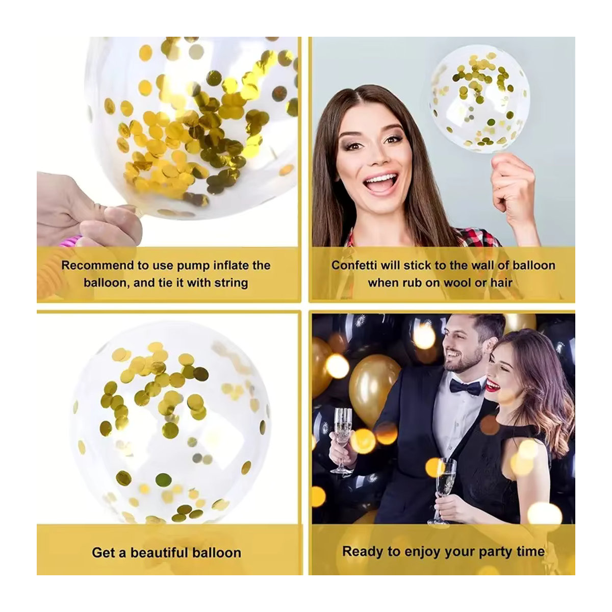 ZQNYCY Abschlussballons Set in Schwarz und Gold mit Konfetti für deine Graduation Party, 20 Stück aus Latex - Bild 5