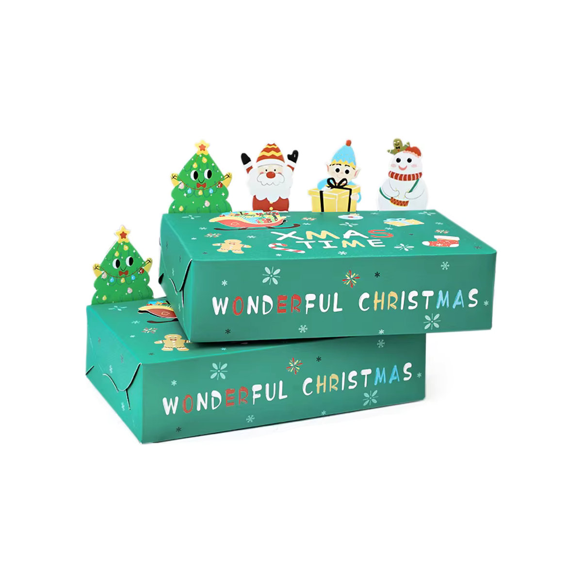 ZQNYCY Cartoon Weihnachten Geschenkboxen aus Kraftpapier in Grün für Süßigkeiten und Cookies - Bild 3