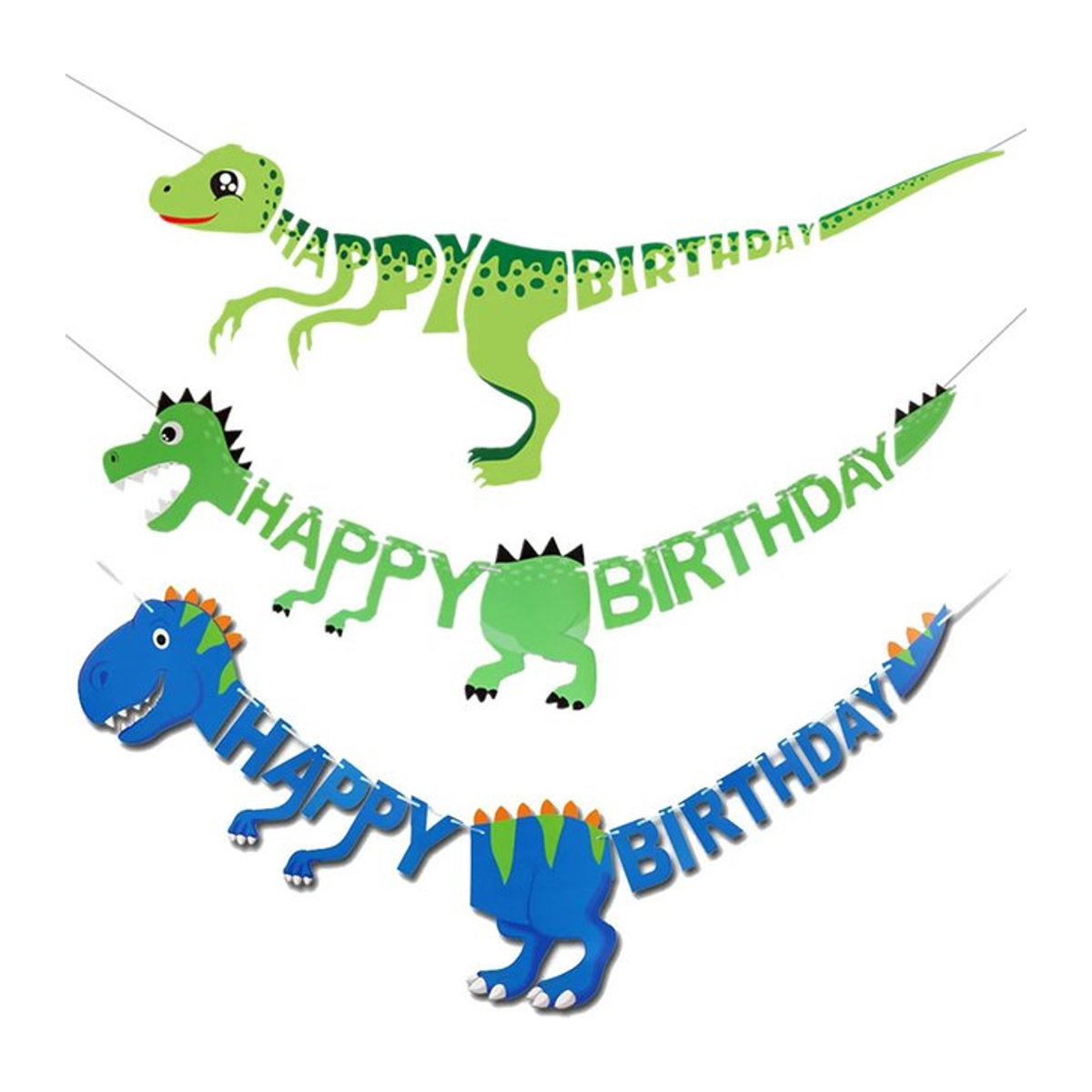 ZQNYCY Dinosaurier Geburtstag Girlande aus Papier, Mehrfarbiges Dino Party Banner für Kindergeburtstag mit Dschungel Tier Safari Motiv - Bild 1