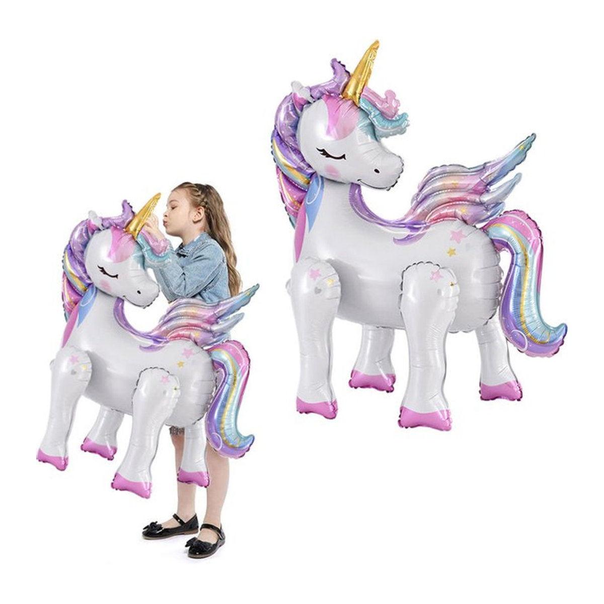 ZQNYCY Einhorn Folienballons Stehend Mehrfarbig für Kinder Geburtstag und Baby Shower Dekoration - Bild 1
