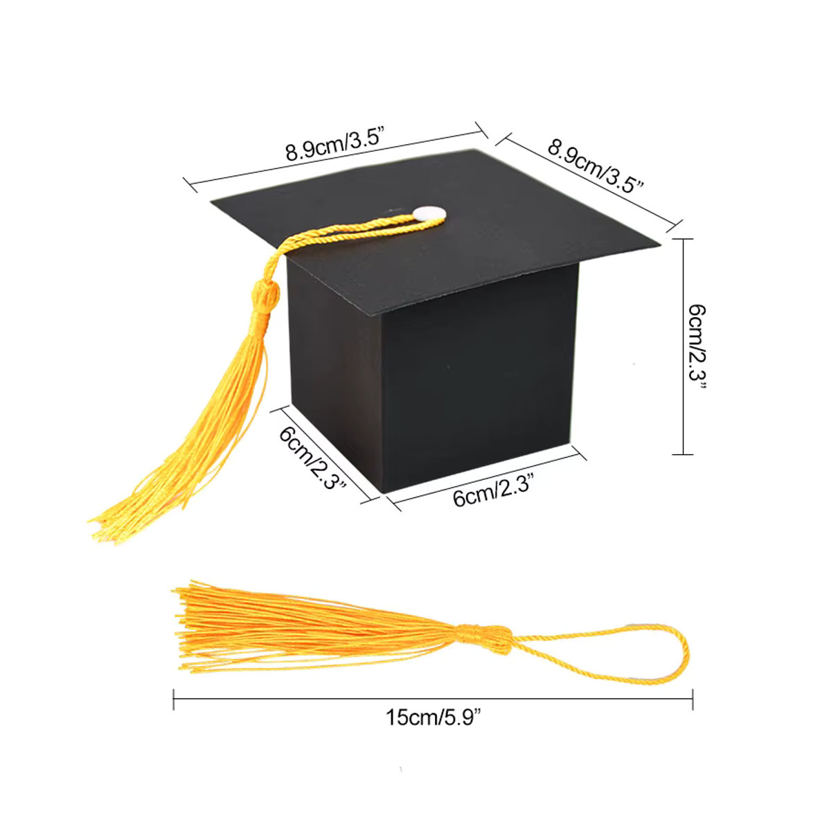 ZQNYCY Geschenkboxen in Abschlusskappen-Design für Süßigkeiten und Schokolade, Schwarz, Papier - Bild 3