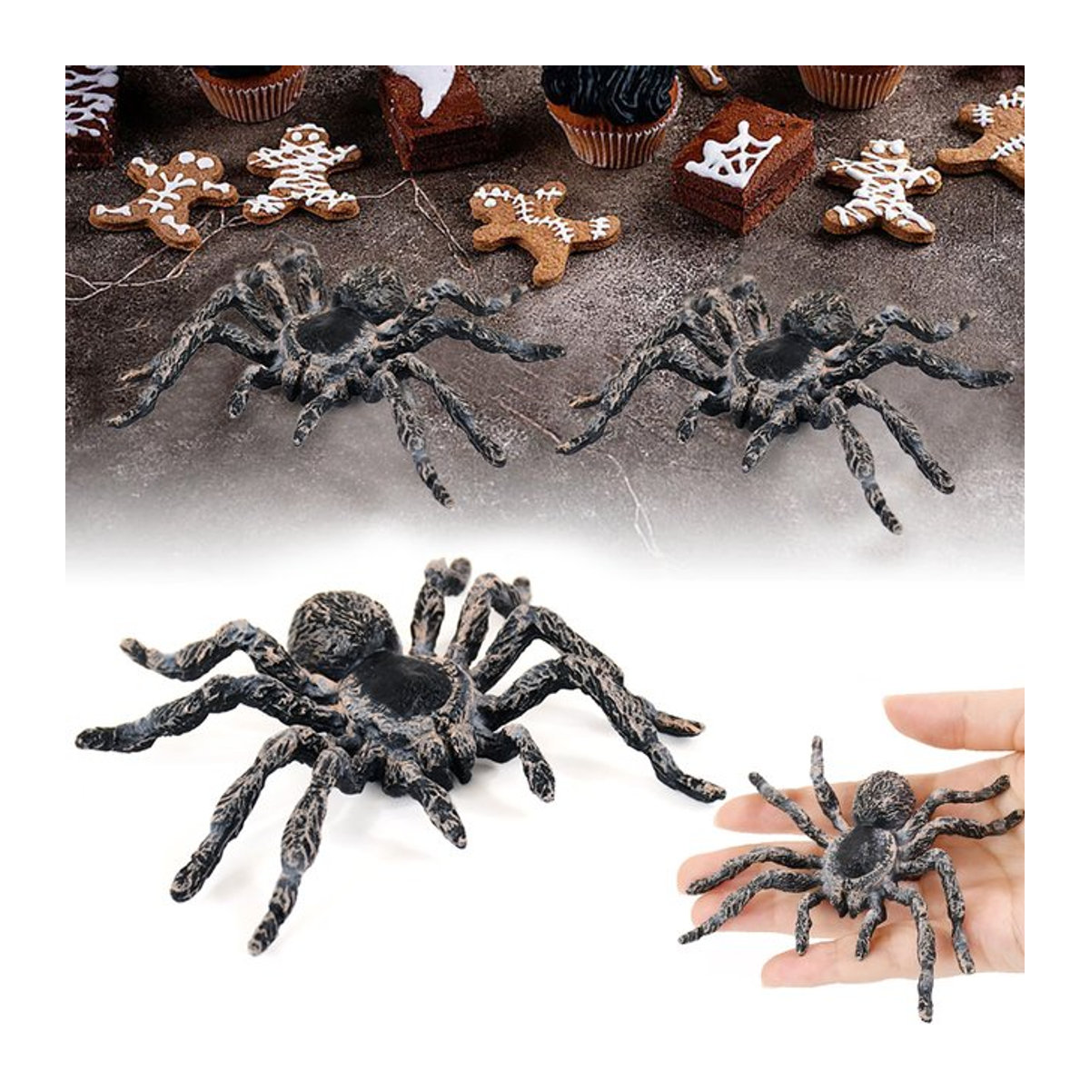 ZQNYCY Gruselspinne aus Kunststoff in Schwarz als Halloween Deko und Streich Witz Spielzeug für Kinder - Bild 1