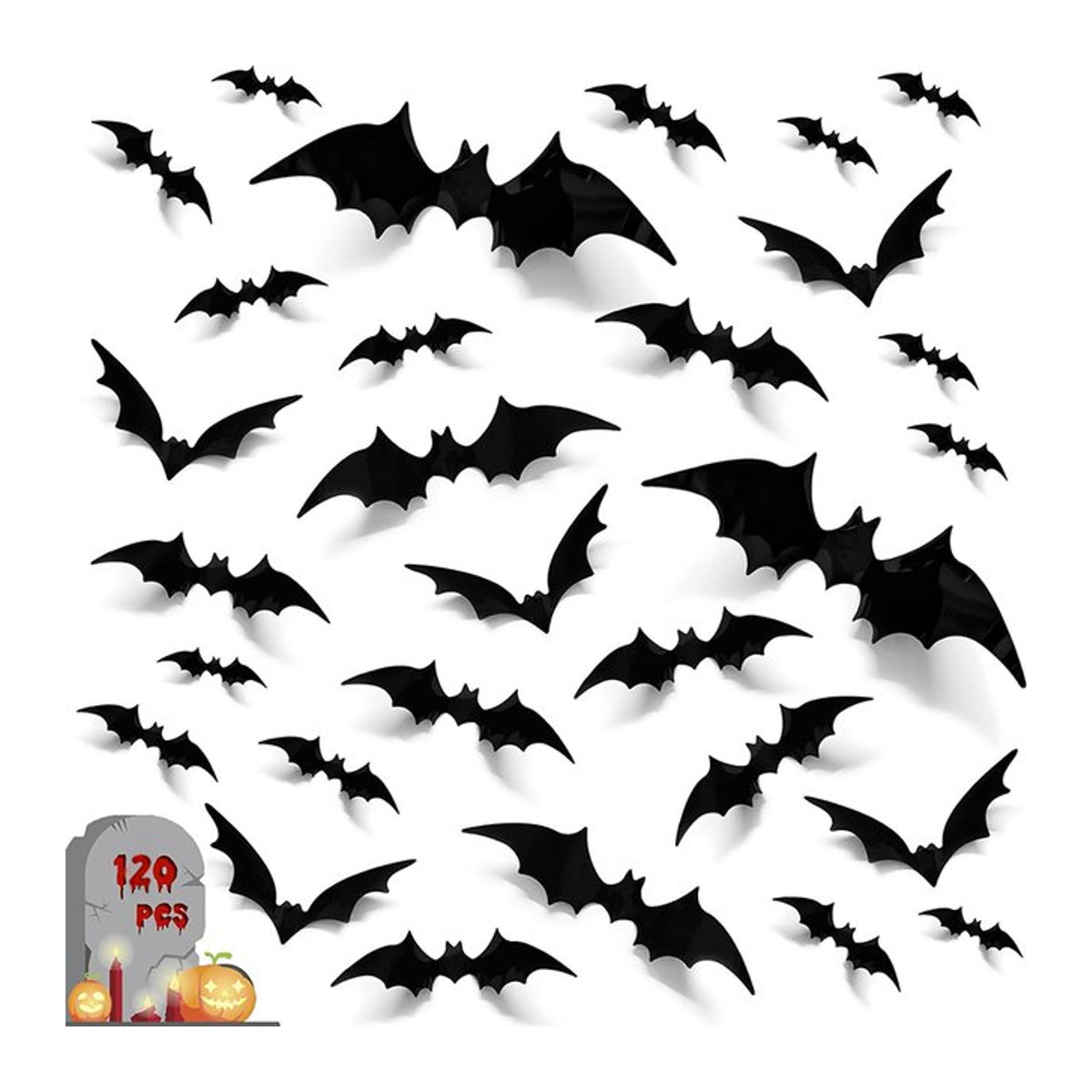 ZQNYCY Halloween 3D Fledermaus Wandaufkleber in Schwarz zur DIY Dekoration für Fenster und Wände - Bild 1