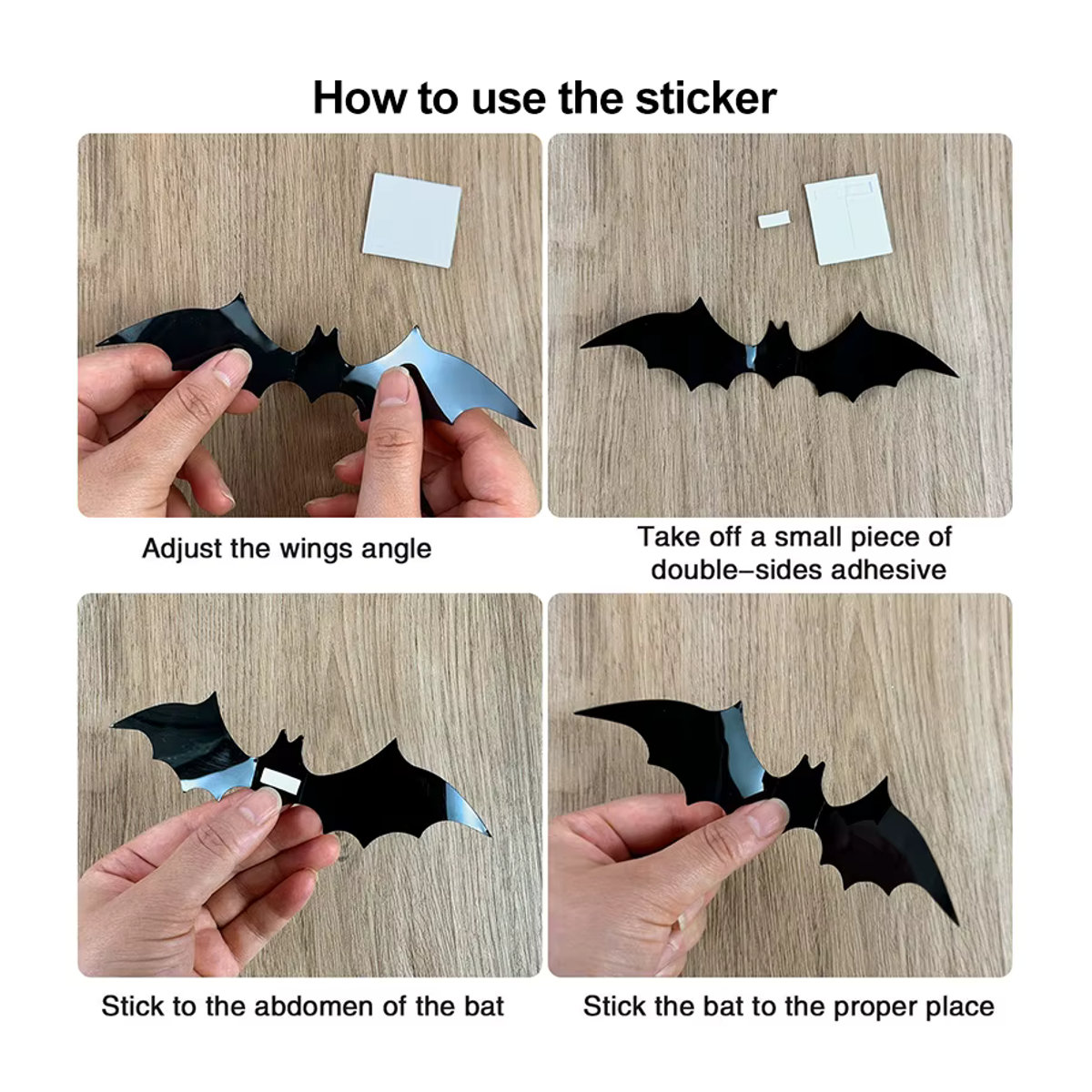 ZQNYCY Halloween 3D Fledermaus Wandaufkleber in Schwarz zur DIY Dekoration für Fenster und Wände - Bild 4