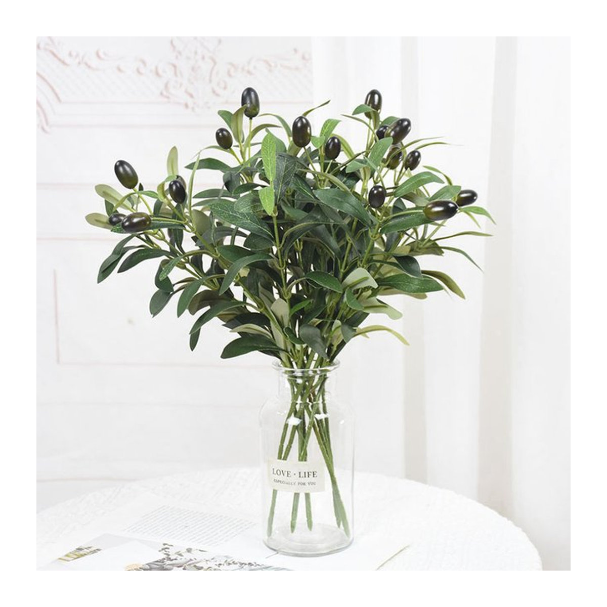 ZQNYCY Künstliche Olivenzweige in Grün für Hochzeits- und Wohnraumdekoration, 3er Set - Bild 1