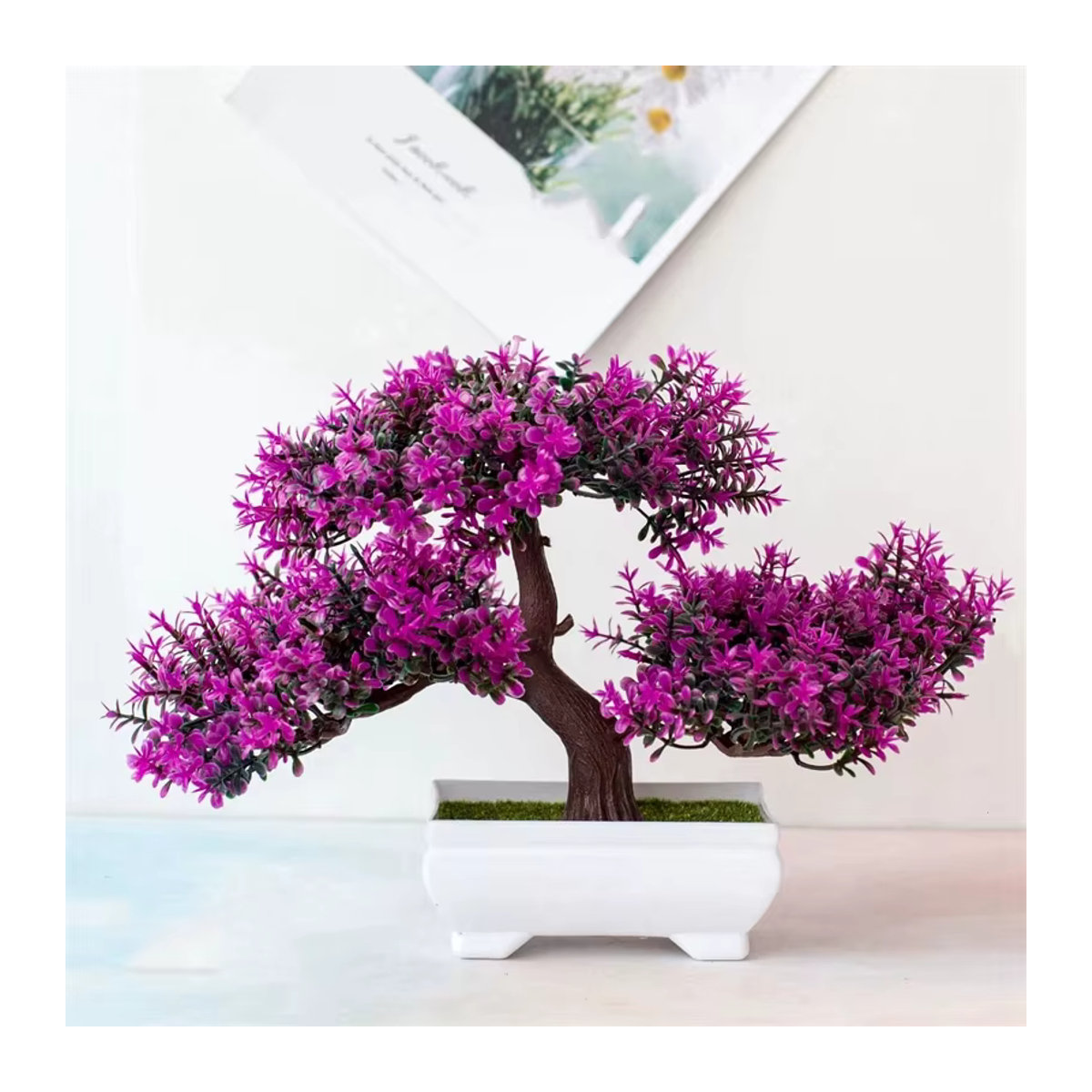 ZQNYCY Künstlicher Bonsai in Rosa als Topfpflanze für deine Tischdekoration und Zimmergestaltung - Bild 3