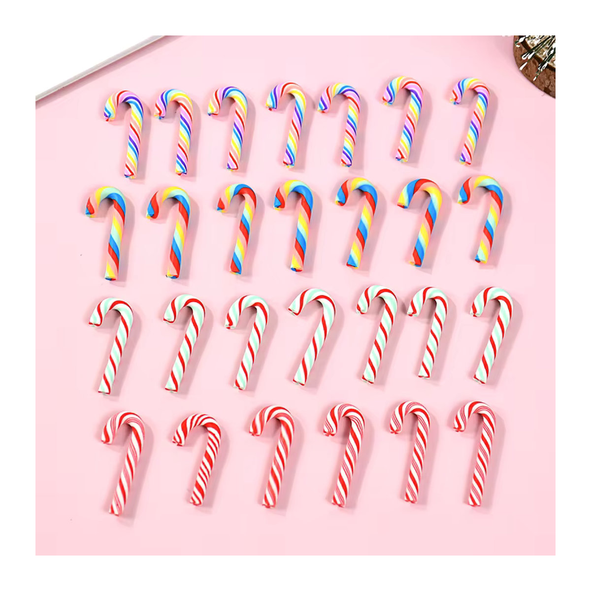 ZQNYCY Mini-Zuckerstangen Weihnachtsdekoration aus Kunstharz in Rot-Weiß, 10 Stück Hängeornamente für DIY-Handwerk und Heimdekoration - Bild 1