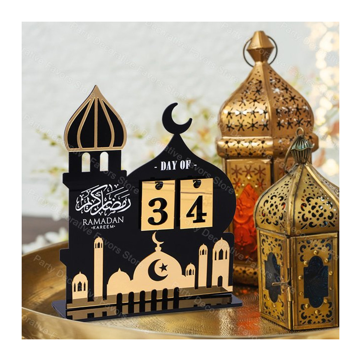 ZQNYCY Ramadan Adventskalender 2026 Eid Mubarak aus Acryl in Schwarz als orientalische Heim-Dekoration - Bild 1