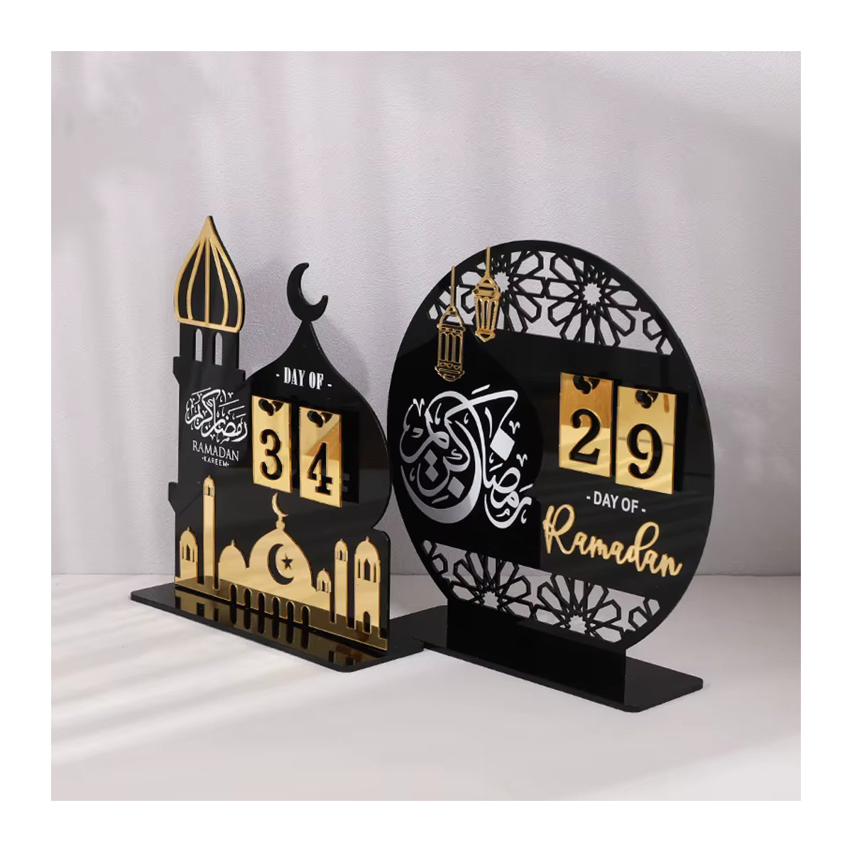 ZQNYCY Ramadan Adventskalender 2026 Eid Mubarak aus Acryl in Schwarz als orientalische Heim-Dekoration - Bild 2