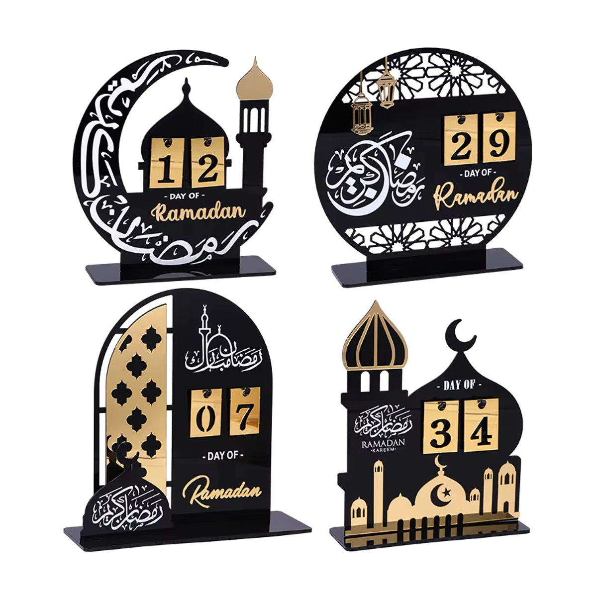 ZQNYCY Ramadan Adventskalender 2026 Eid Mubarak aus Acryl in Schwarz als orientalische Heim-Dekoration - Bild 3