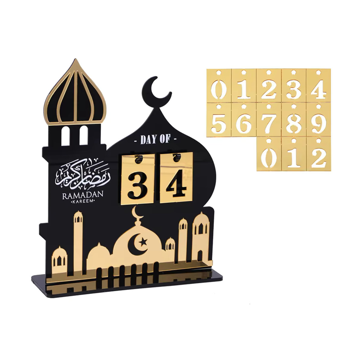 ZQNYCY Ramadan Adventskalender 2026 Eid Mubarak aus Acryl in Schwarz als orientalische Heim-Dekoration - Bild 4