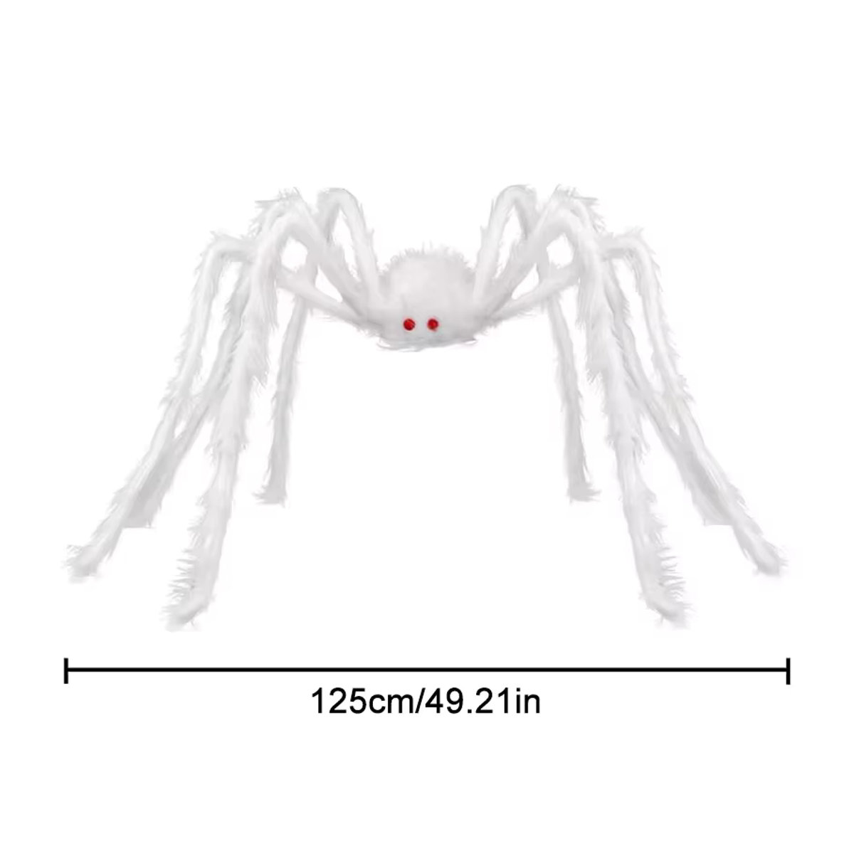 ZQNYCY Riesige Halloween-Spinne in Weiß und Schwarz, realistische Dekoration aus Textil für Garten und Innenbereich, Breite: 125 cm - Bild 3