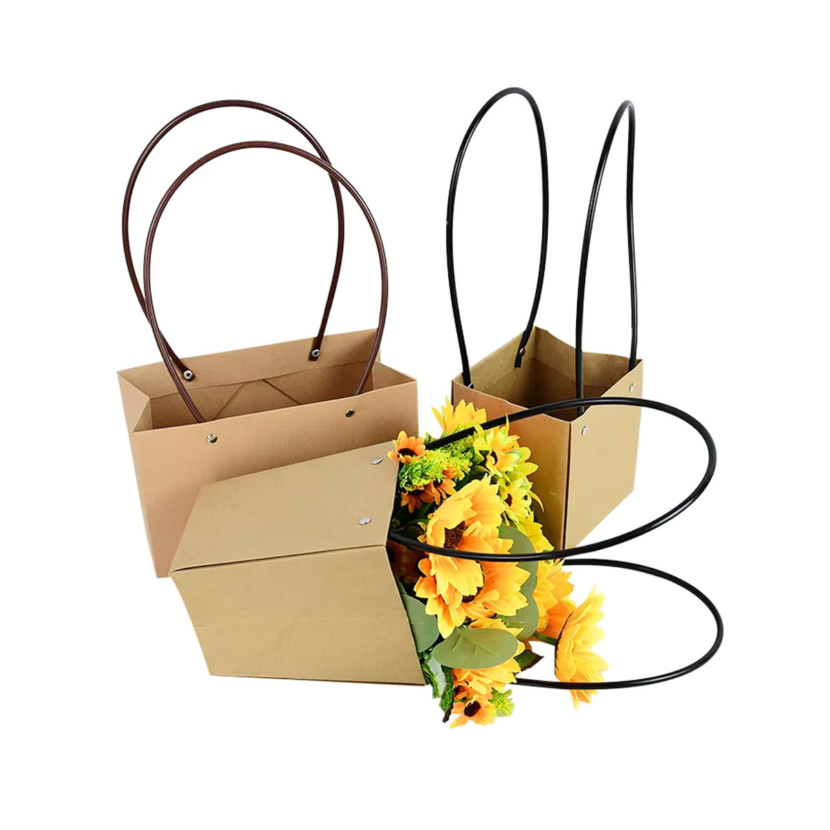 ZQNYCY Tragbarer Blumenkasten aus wasserdichtem Papier in Schwarz, Rechteckige Geschenkbox für Hochzeit und Geburtstag - Bild 4