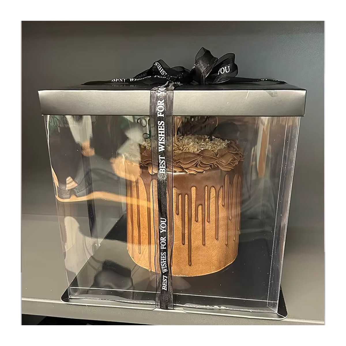 ZQNYCY Transparente Kuchen-Geschenkbox mit Rose Bär Design aus Kunststoff für Geburtstag und Hochzeit, Durchmesser: 20 cm oder 28 cm - Bild 4