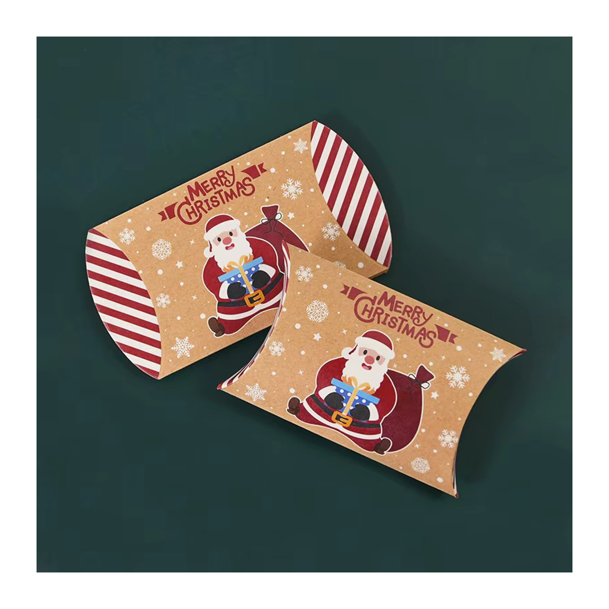 ZQNYCY Weihnachtliche Kissen Candy Box aus Papier für Kinder Geschenke und Snacks, mehrfarbig und braun, rechteckig - Bild 5