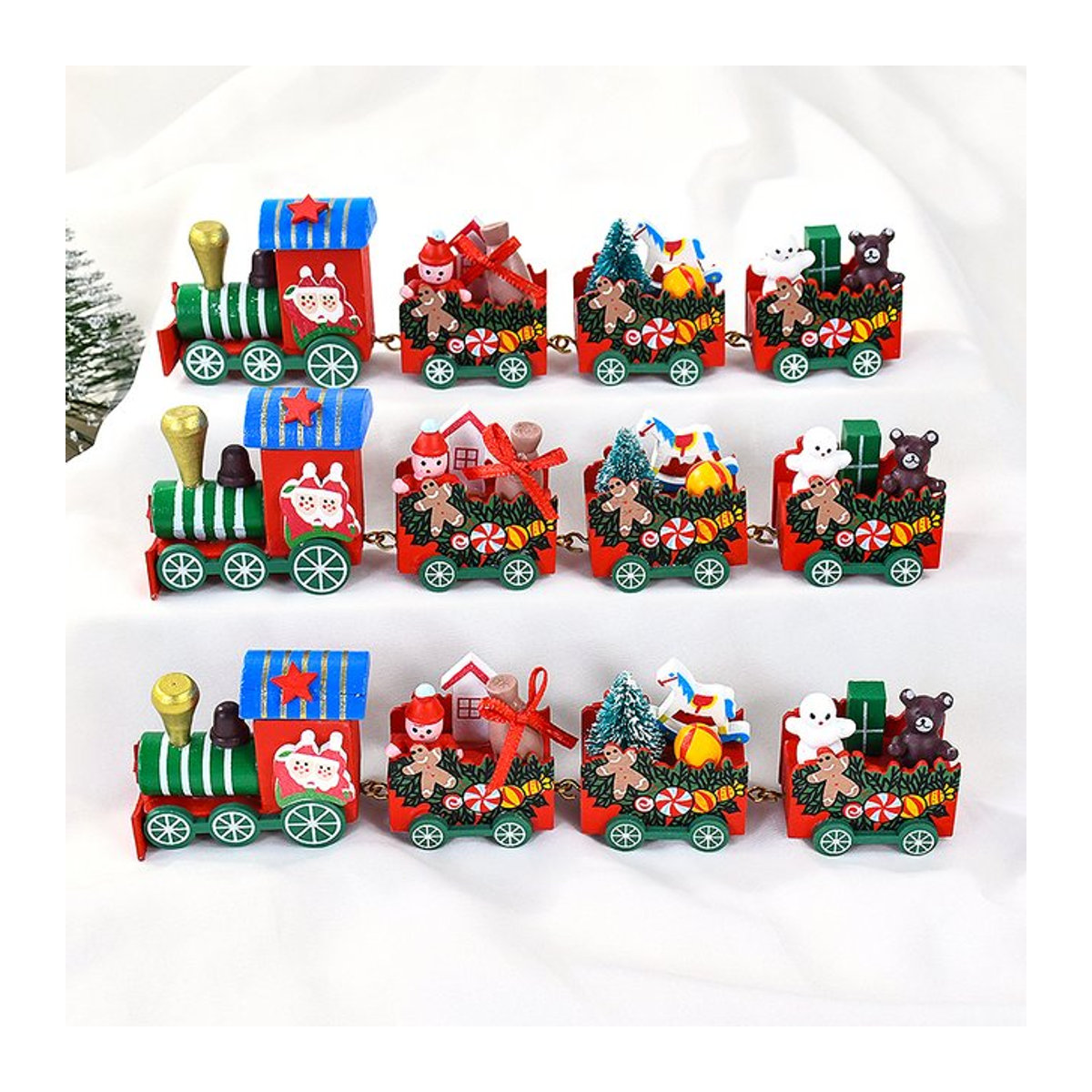ZQNYCY Weihnachts-Zug aus Holz als DIY Ornament und Kinder-Spielzeug in Mehrfarbig - Bild 1