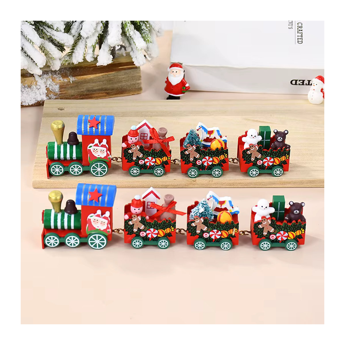ZQNYCY Weihnachts-Zug aus Holz als DIY Ornament und Kinder-Spielzeug in Mehrfarbig - Bild 2