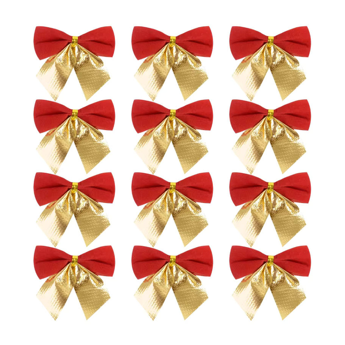 ZQNYCY Weihnachtsbaum Hängeornamente aus Textil in Rot und Gold, 12 oder 24 Stück dekorative Schleifen für Weihnachten und Neujahr - Bild 4