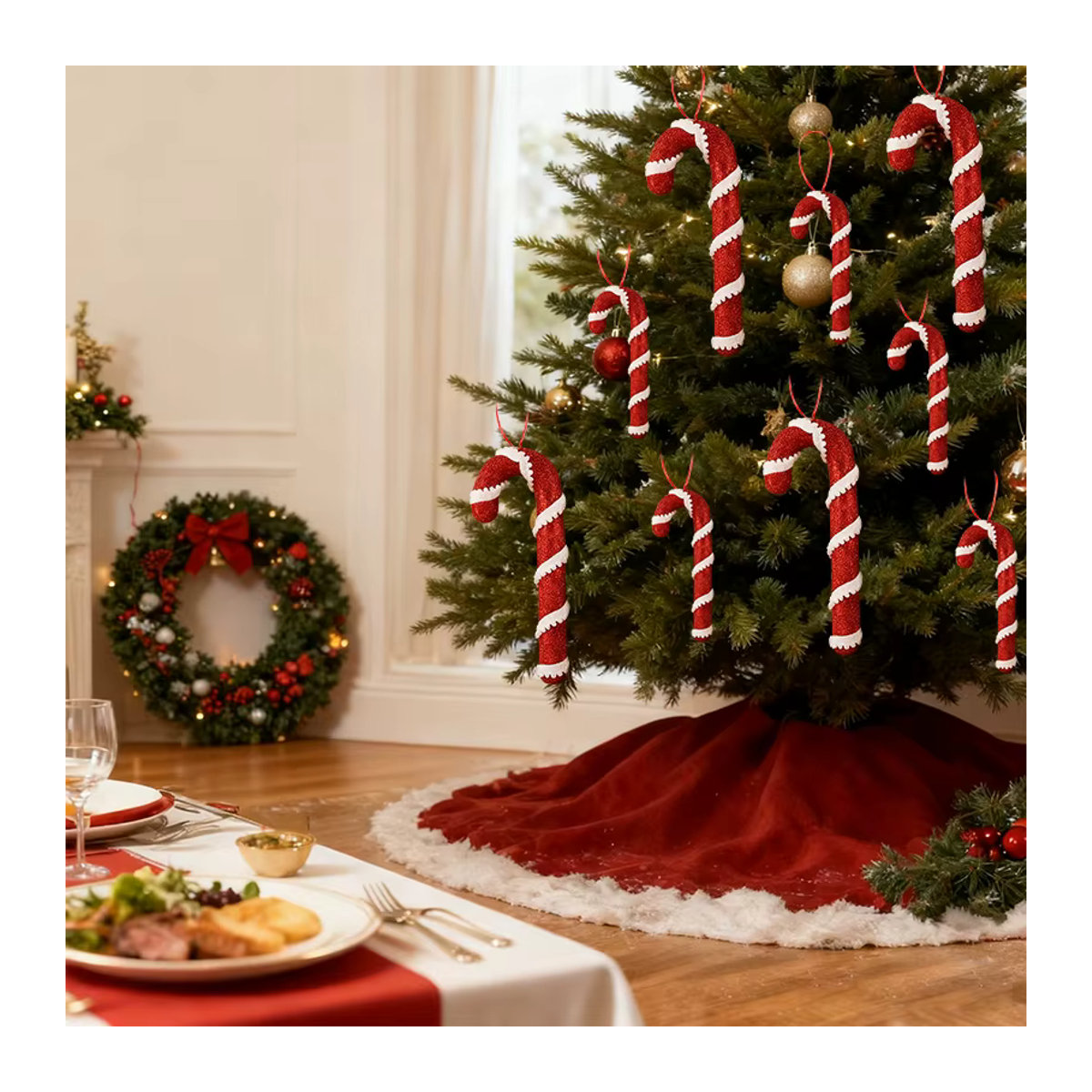 ZQNYCY Zuckerstange Hängeornament aus Schaumstoff in Rot und Weiß für Weihnachtsbaum und Dekoration - Bild 3