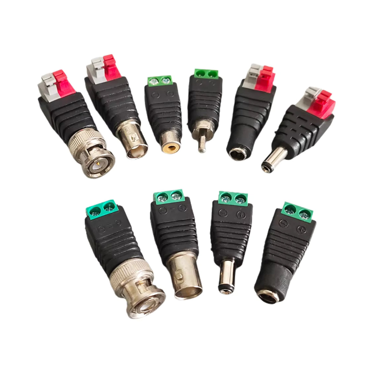 ZSDZFYLLK DC 12V Power Adapter Set mit männlichen und weiblichen RCA BNC Anschlüssen 5,5x2,1mm/2,5mm für LED und CCTV Kamera in Grün und Schwarz - Bild 4