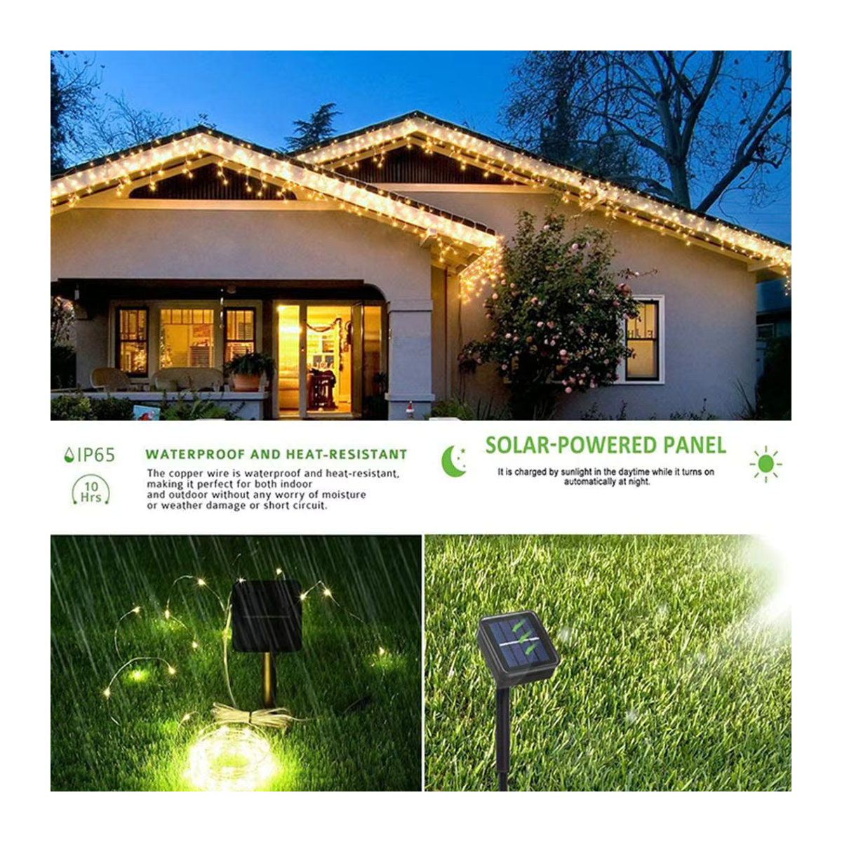 ZTree LED Solar Lichterkette Weiß Wasserdichte Fairy Lights für Garten und Außenbereich - Bild 5