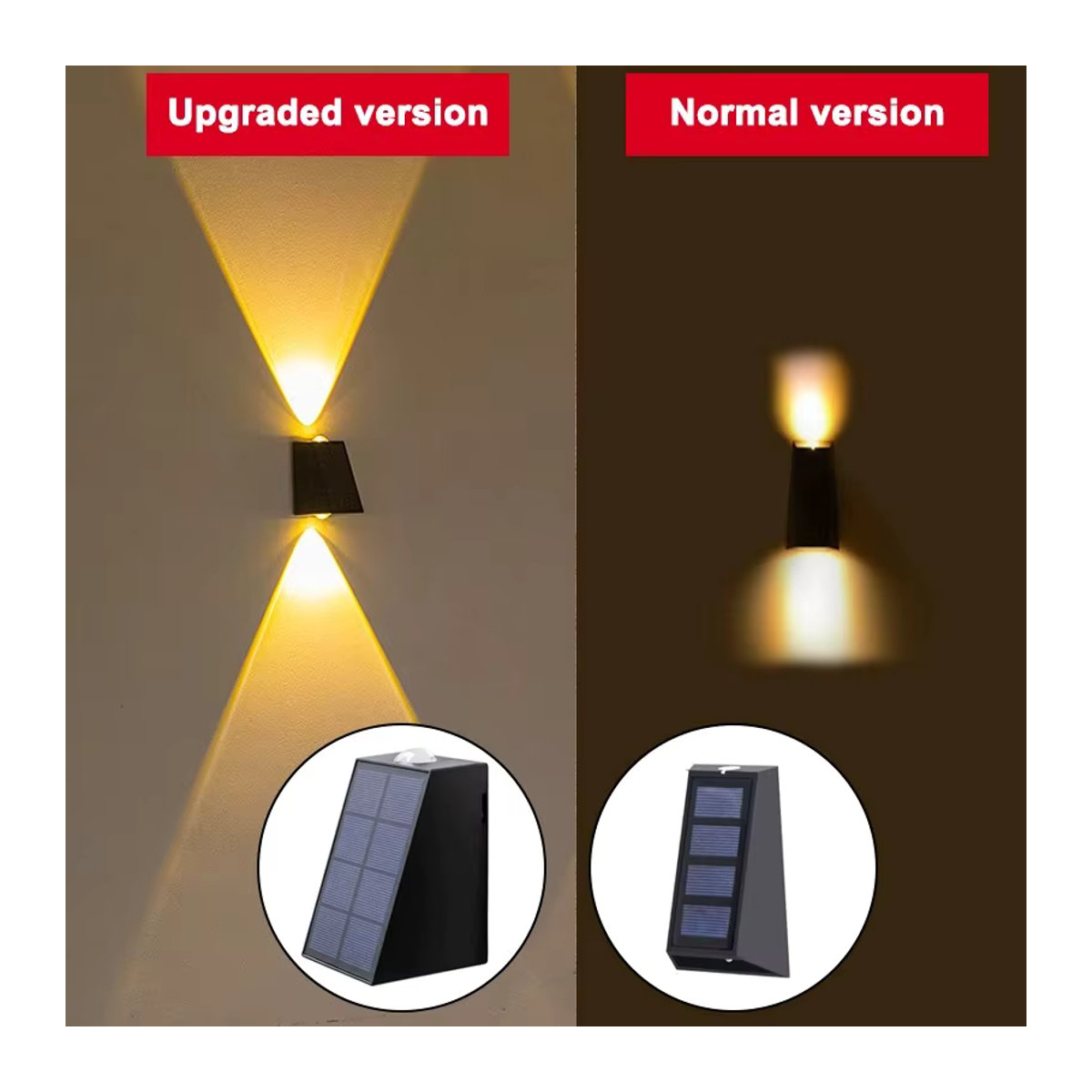 ZTree Modern LED Solar Wandleuchte Schwarz Wasserdicht für Garten und Terrasse - Bild 2