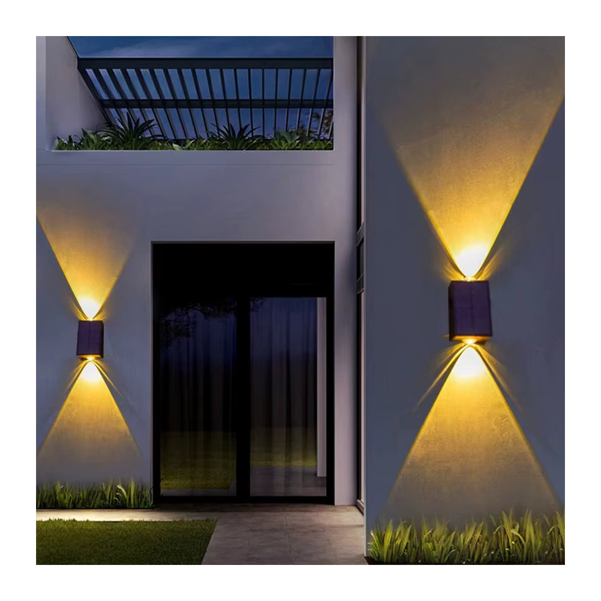 ZTree Modern LED Solar Wandleuchte Schwarz Wasserdicht für Garten und Terrasse - Bild 3