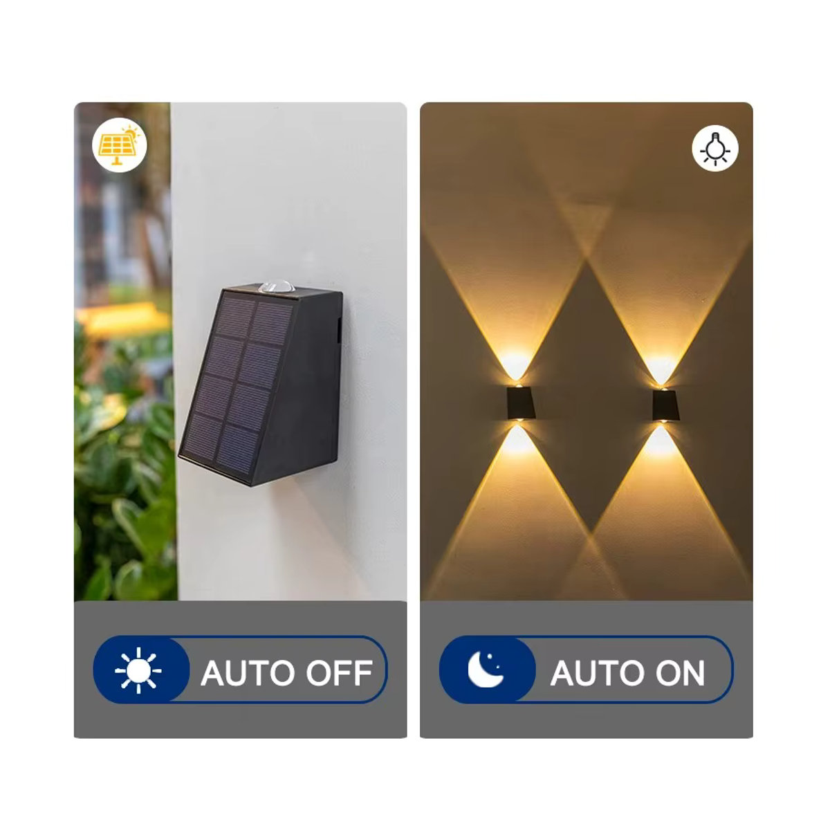 ZTree Modern LED Solar Wandleuchte Schwarz Wasserdicht für Garten und Terrasse - Bild 5