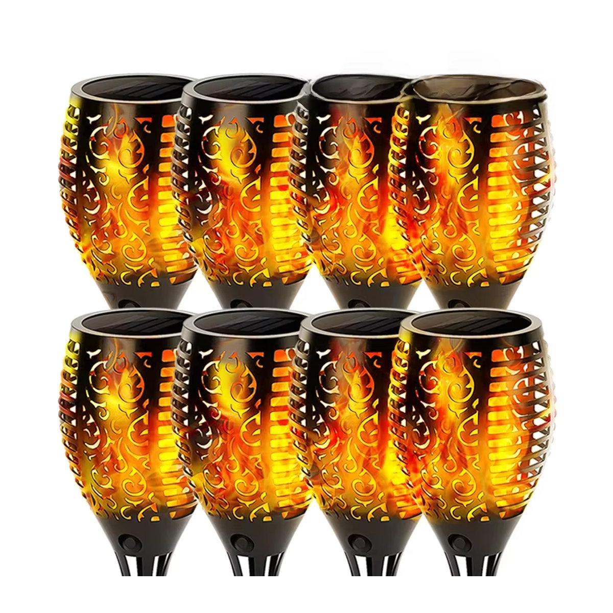 ZTree Solar Gartenleuchte mit 100 LED Flammen-Effekt, IP65 Wasserdicht, Schwarz - Bild 7