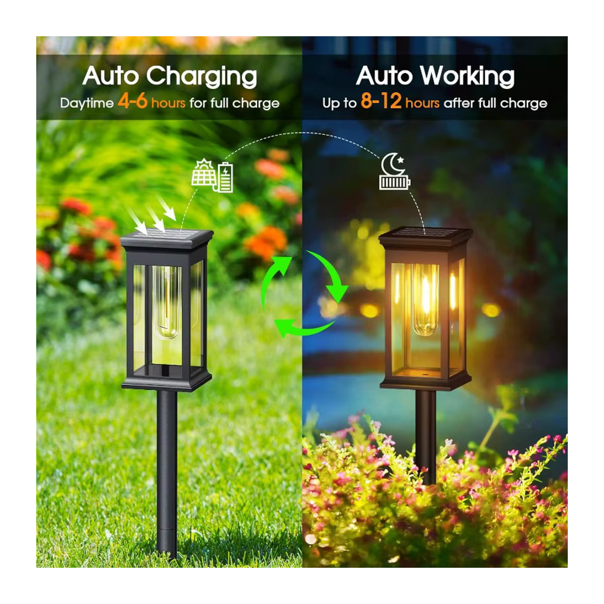 ZTree Solar LED Gartenleuchten im quadratischen Stil für Terrasse und Gehweg - Bild 3